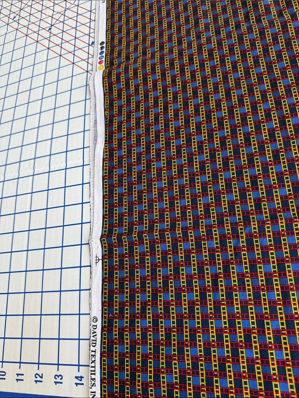 Vintage David Textiles Novelty Ladder Print Cotton Fabric 2 Yards x 44”